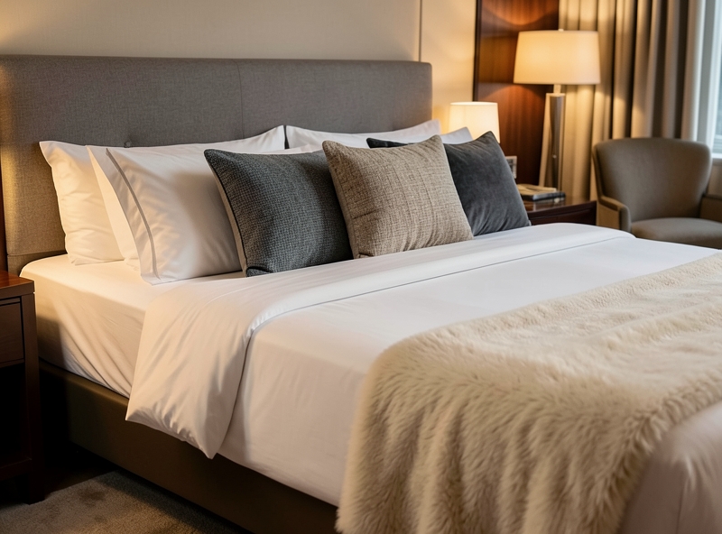 Die Kunst des Textil-Layerings auf einem luxuriösen Bett