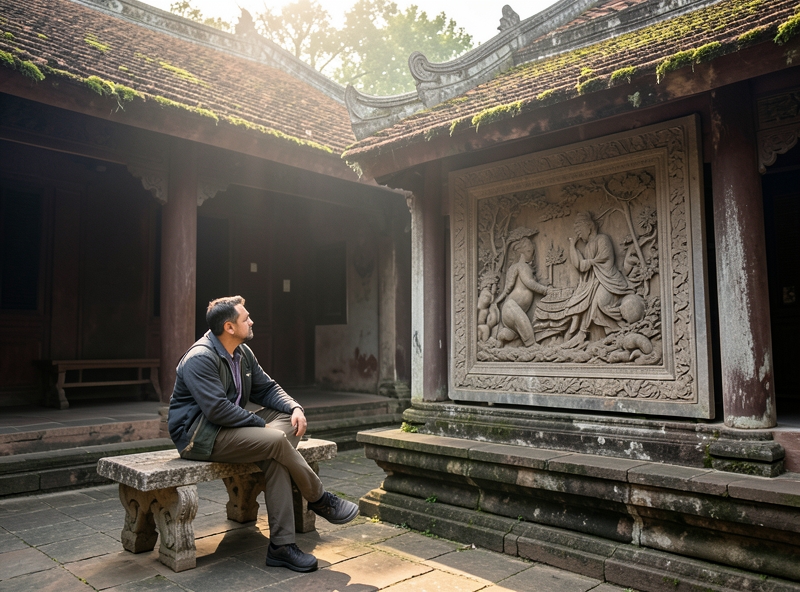 Du khách chiêm nghiệm tại không gian di sản