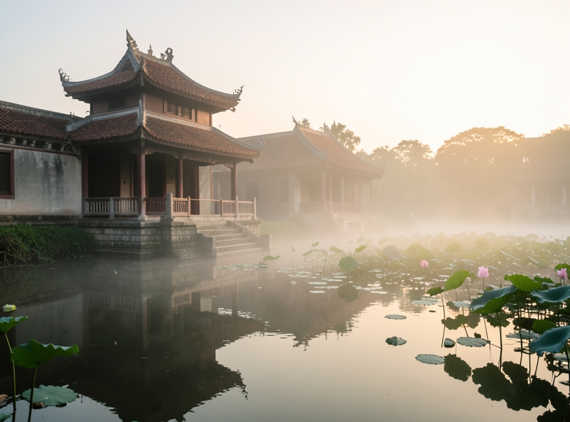 Sự tĩnh lặng tại lăng tẩm Huế lúc sáng sớm