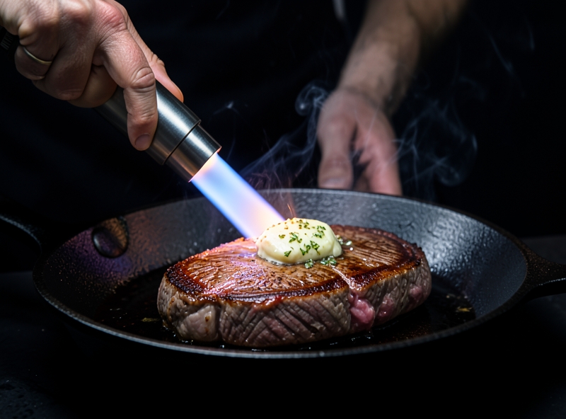 Áp chảo thịt bò nấu Sous-vide tạo lớp vỏ Maillard