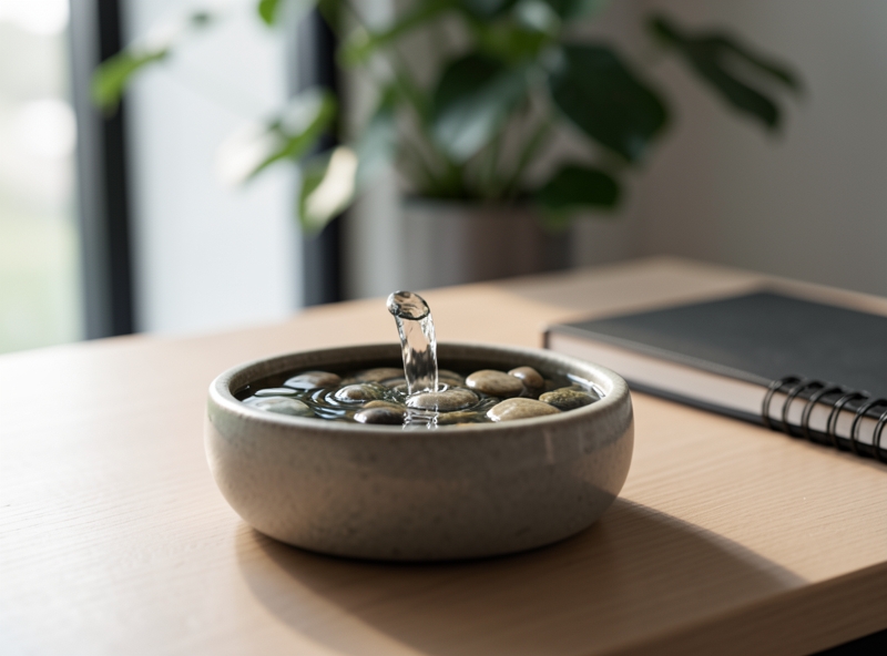 Thác nước mini phong thủy trong không gian hiện đại