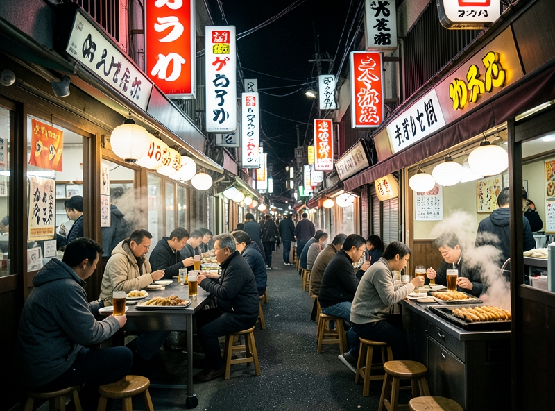 Hẻm ẩm thực Osaka về đêm