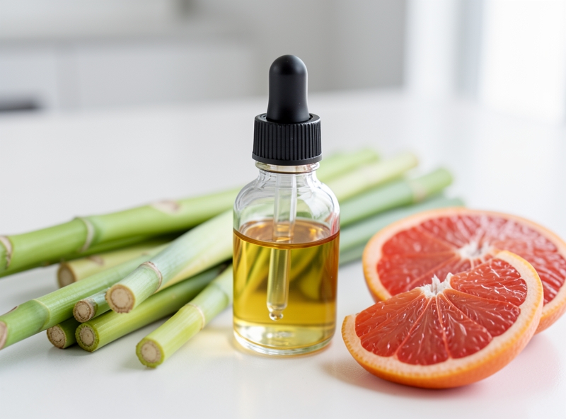 Tinh dầu nguyên chất chiết xuất từ sả chanh và vỏ bưởi