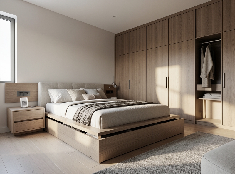 Hệ giường bục tích hợp tủ quần áo kịch trần