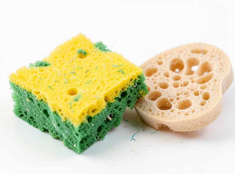 So sánh miếng rửa bát nhựa và xơ mướp tự nhiên