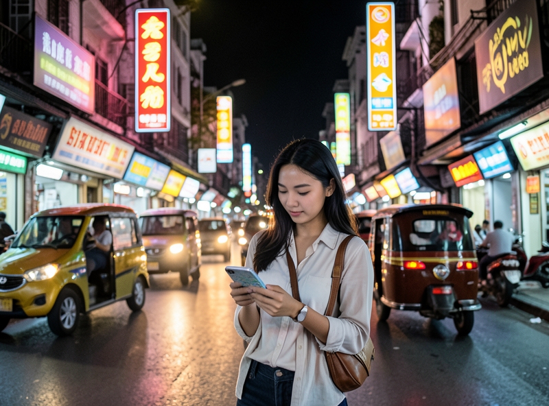 Nữ du khách trải nghiệm Bangkok về đêm