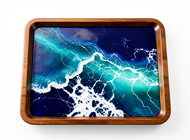 Resin Art: Tạo hình sóng biển 3D trên khay gỗ