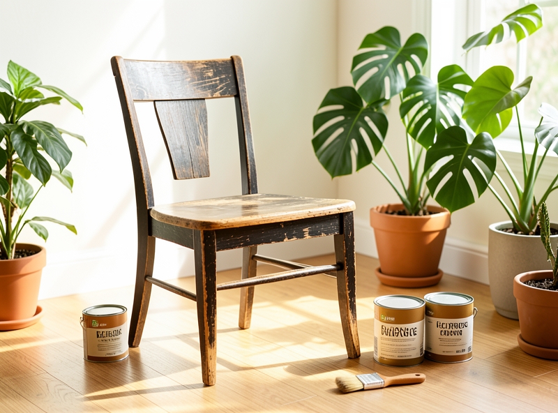 Quá trình tân trang ghế gỗ cũ trong không gian sống xanh