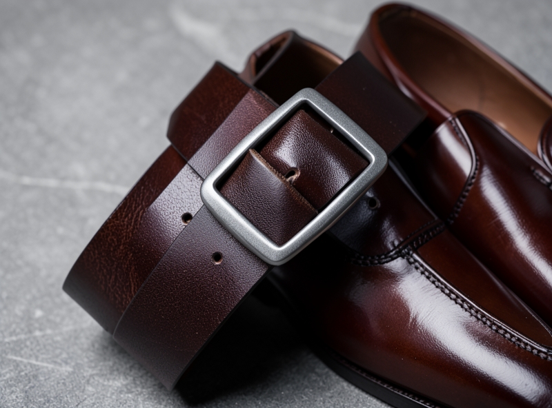 Thắt lưng da và giày đồng bộ màu sắc