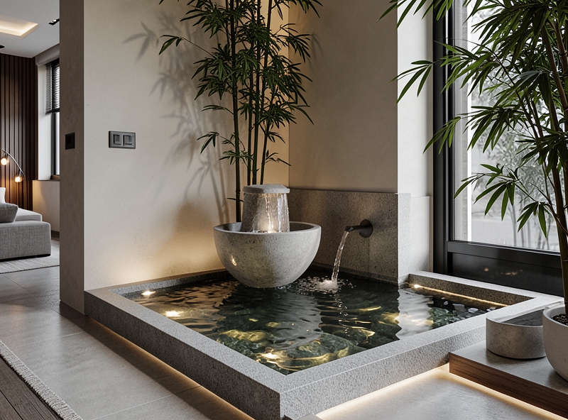 Thác nước phong thủy đặt tại cung Tài Lộc