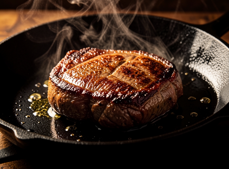 Cận cảnh phản ứng Maillard trên miếng steak