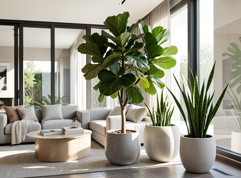 Sự kết hợp giữa cây xanh và nội thất hiện đại