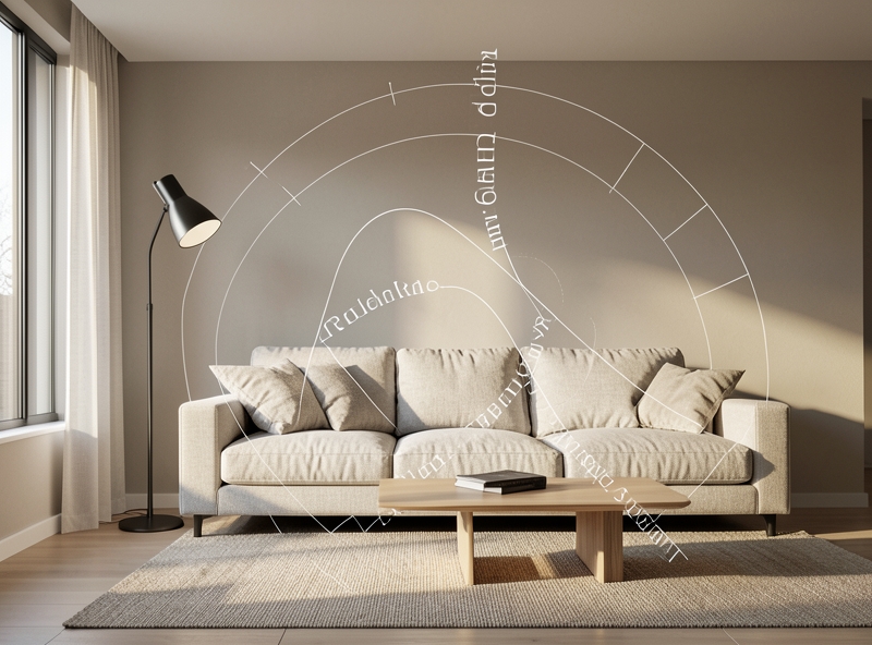 Bố cục phòng khách theo tỷ lệ vàng