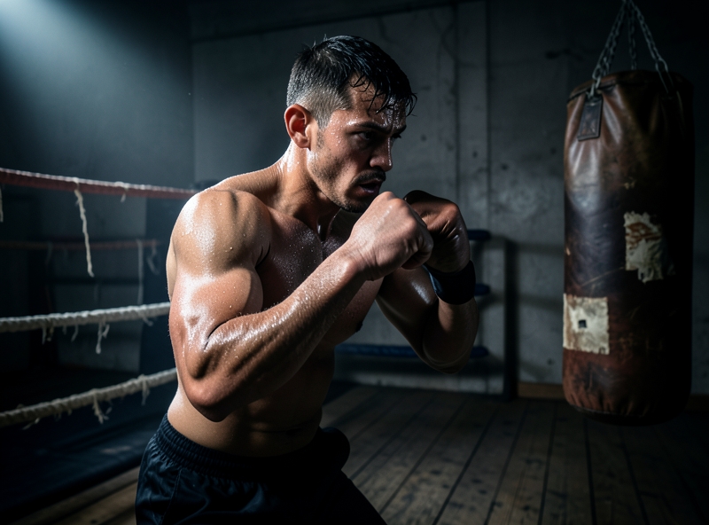 Võ sĩ tập trung cao độ trong buổi tập Shadow Boxing