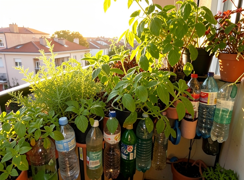 Kreatives Upcycling: Plastikverpackungen in urbane hängende Gärten verwandeln