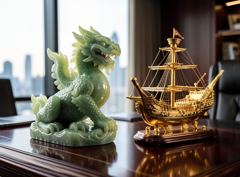 Vật phẩm phong thủy cao cấp trên bàn làm việc