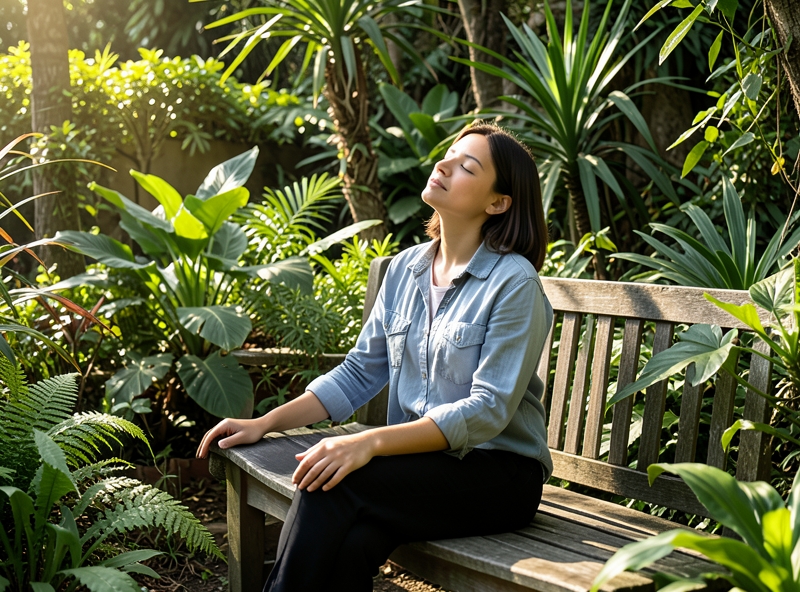 Người ngồi thiền định giữa không gian xanh