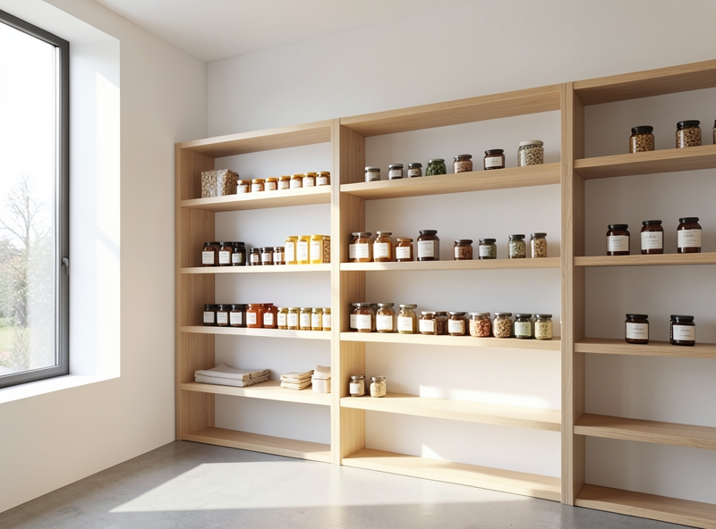 Sắp xếp kệ hàng theo phong cách tối giản