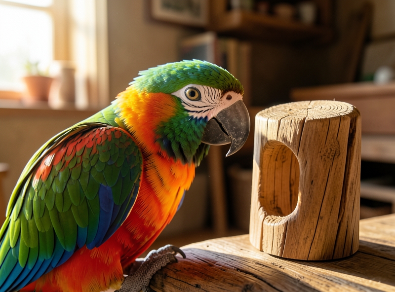 Papagei und Naturspielzeug