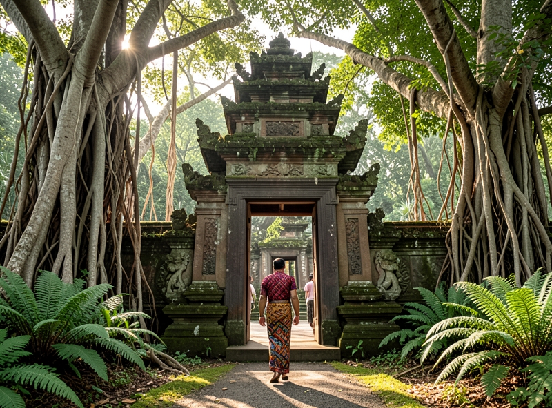 Trang phục Sarong truyền thống tại đền chùa Ubud
