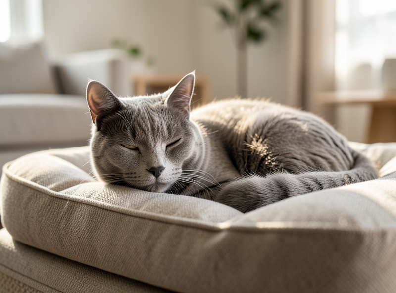 Mèo cao tuổi nghỉ ngơi thoải mái