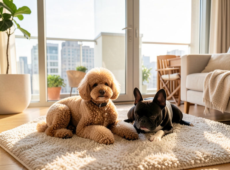 Chó Poodle và Bulldog Pháp trong không gian chung cư