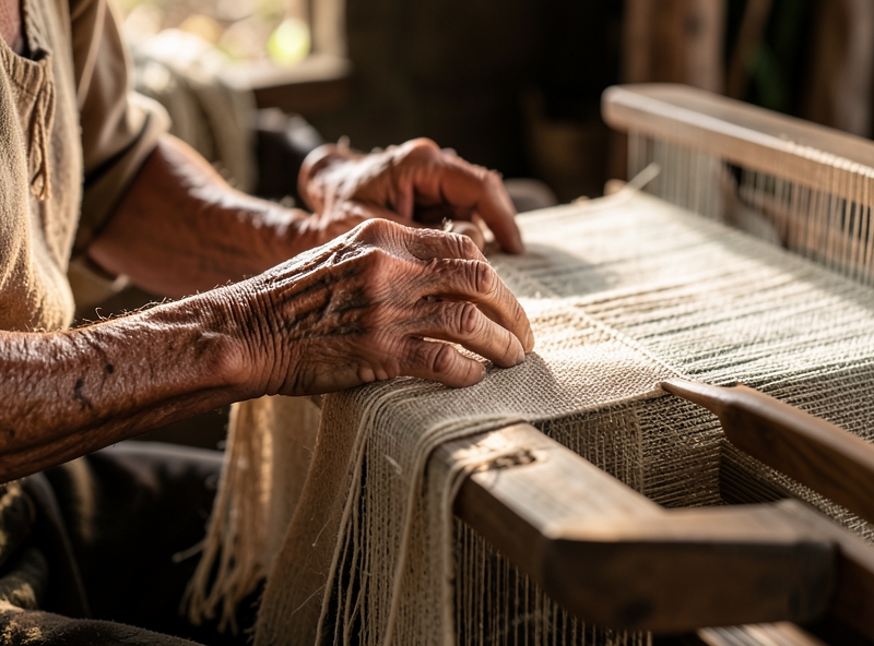 Đôi bàn tay nghệ nhân dệt vải tự nhiên