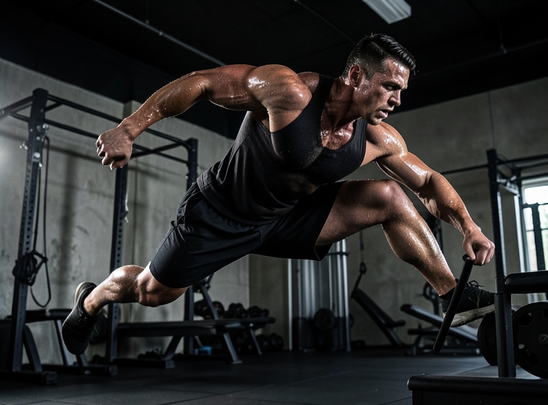 Vận động viên thực hiện bài tập Box Jump bùng nổ