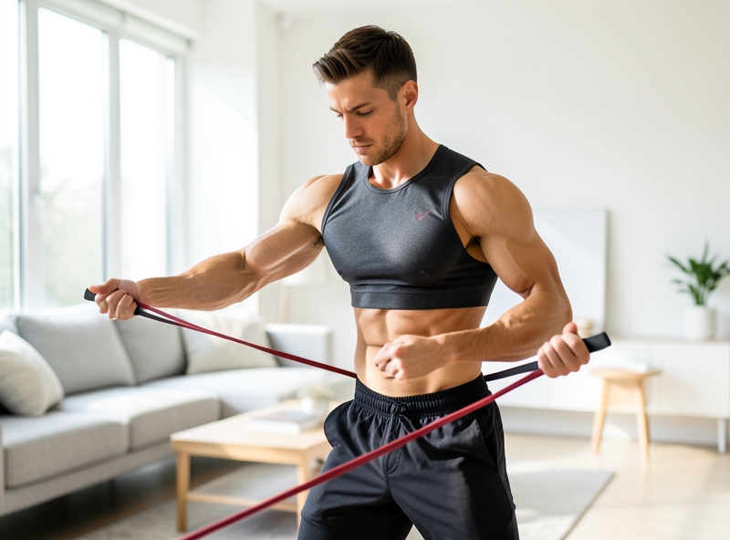 Người tập đang kiểm tra độ căng của dây kháng lực