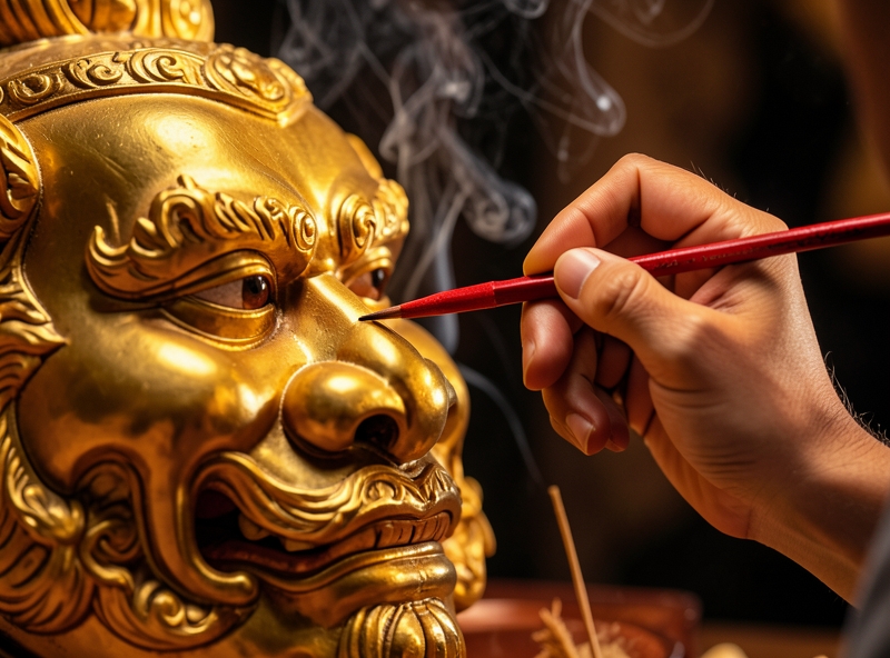 Nghi thức khai quang điểm nhãn linh vật phong thủy