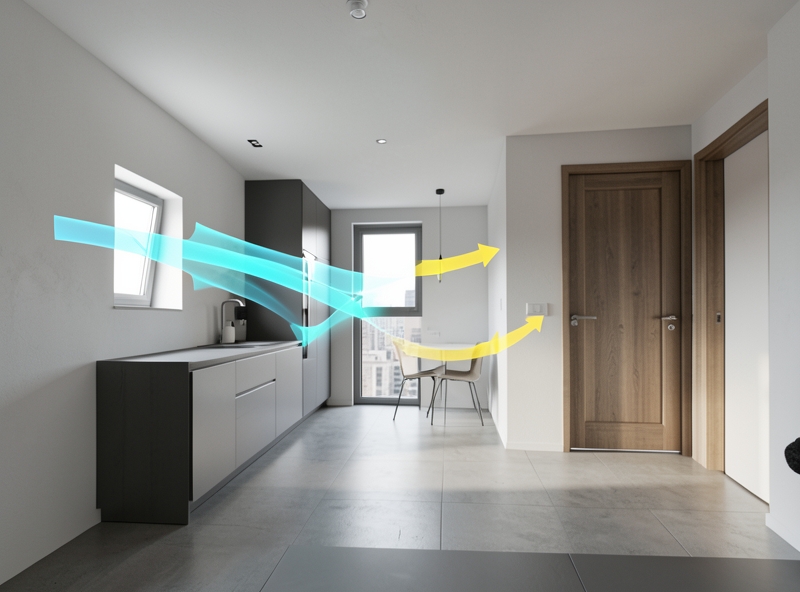 Sơ đồ mô phỏng đối lưu gió tự nhiên trong nhà