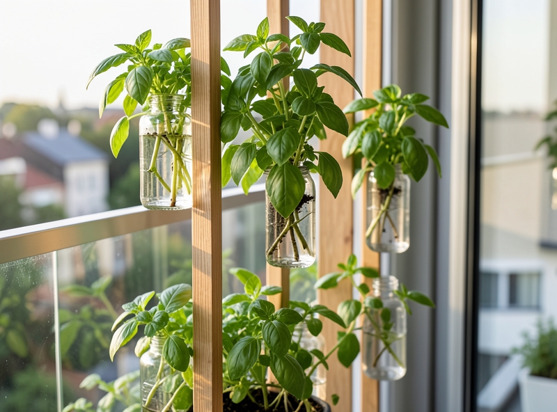 Hệ thống trồng cây gia vị bằng chai nhựa tái chế