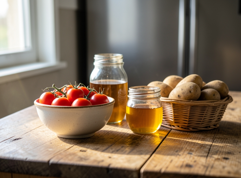 Thực phẩm tươi ngon đặt tại không gian bếp