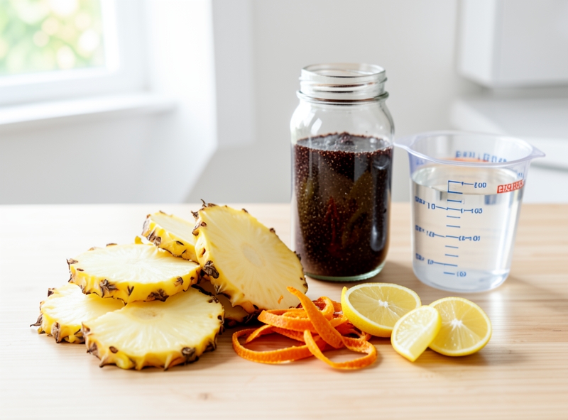 Nguyên liệu chuẩn bị cho enzyme bồ hòn dứa