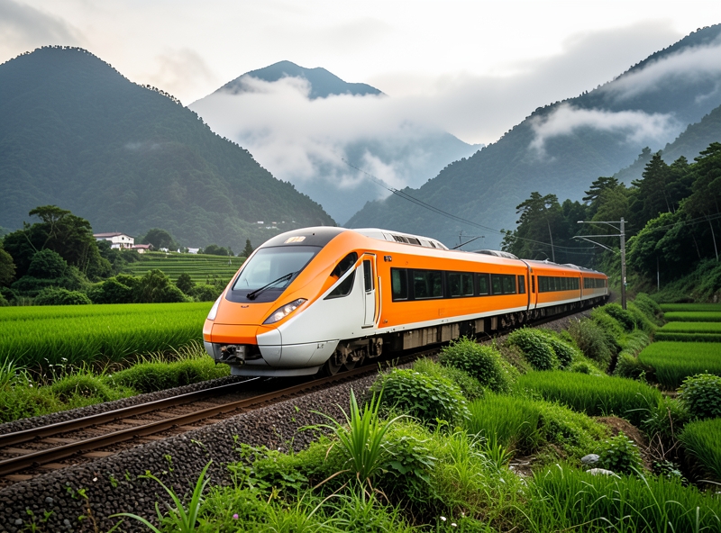 Tàu cao tốc HSR Đài Loan băng qua cảnh quan thiên nhiên