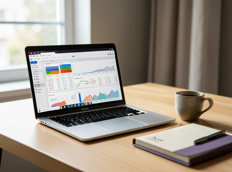 Giao diện mô hình tài chính hiện đại trên máy tính