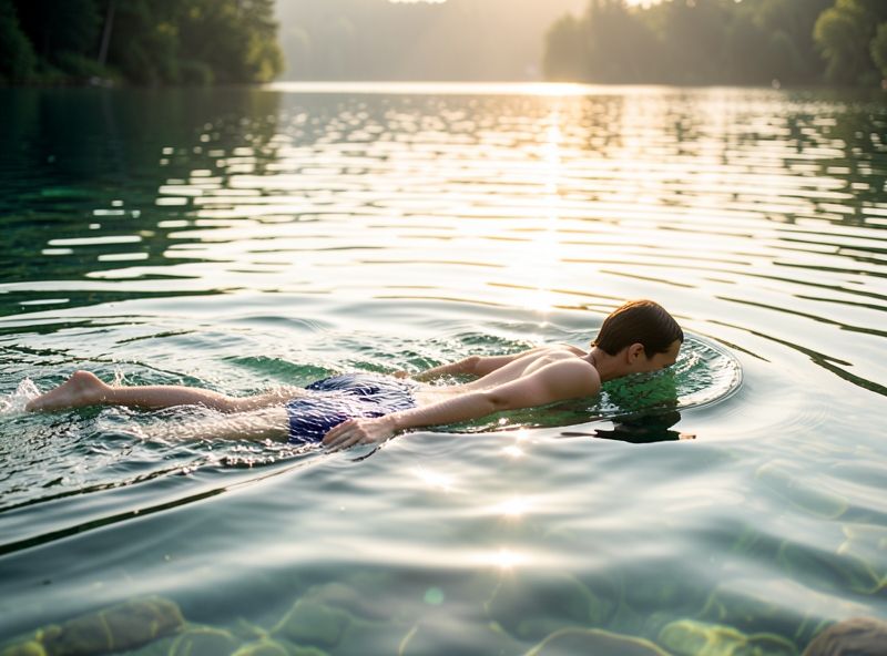 Vận động viên bơi lội hòa mình vào thiên nhiên