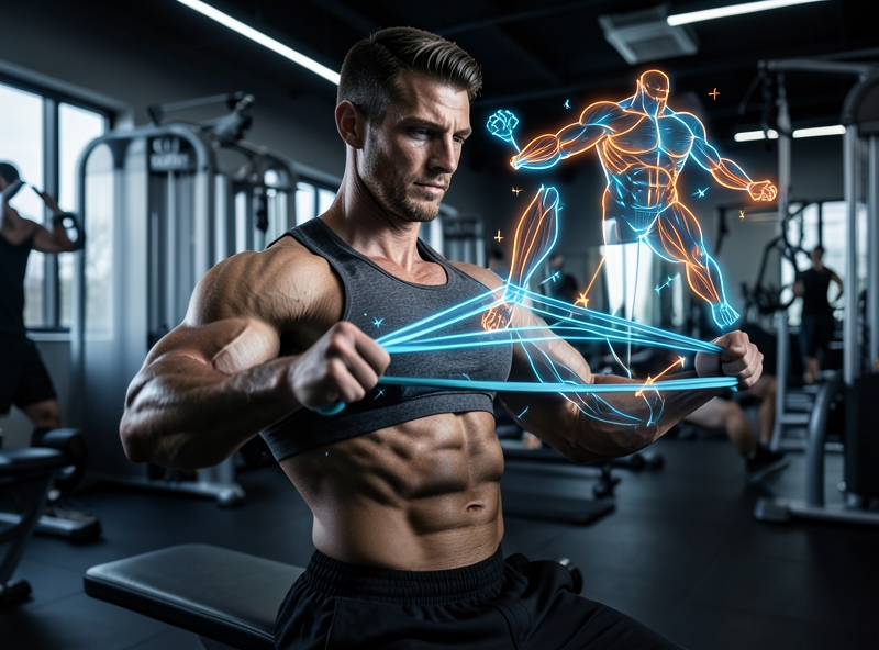 Vận động viên tập luyện với dây kháng lực