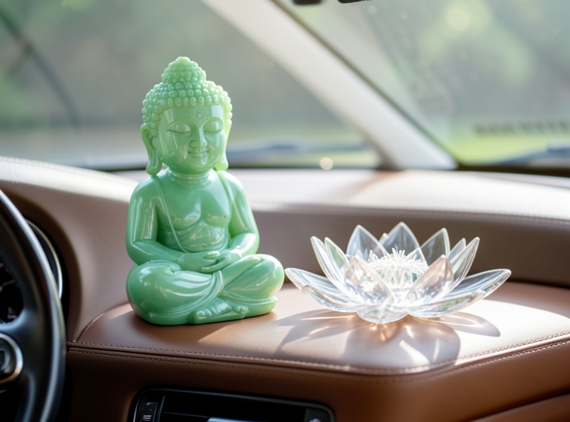 Vật phẩm phong thủy đặt trong không gian xe sạch sẽ