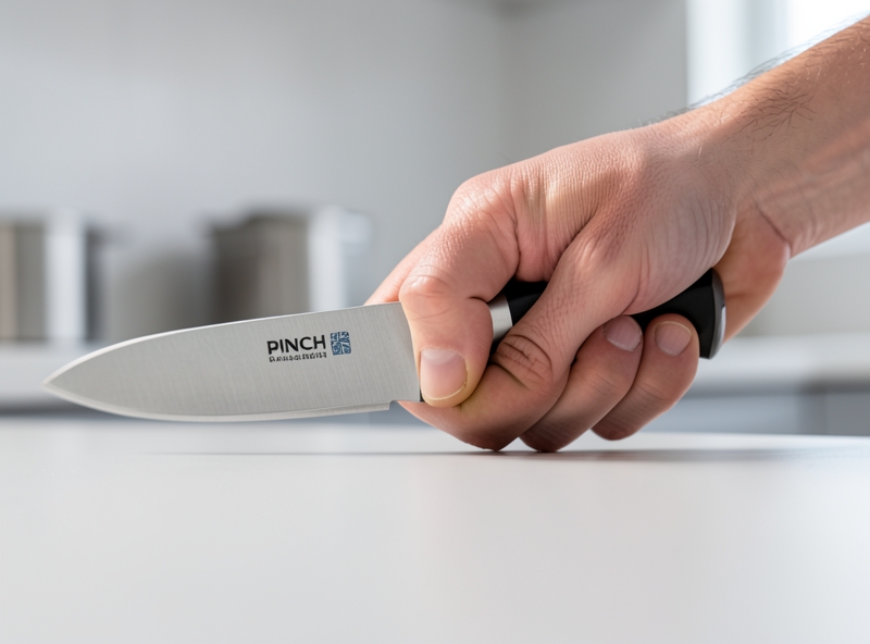 Professionelle Pinch-Grip-Technik am Messerkropf