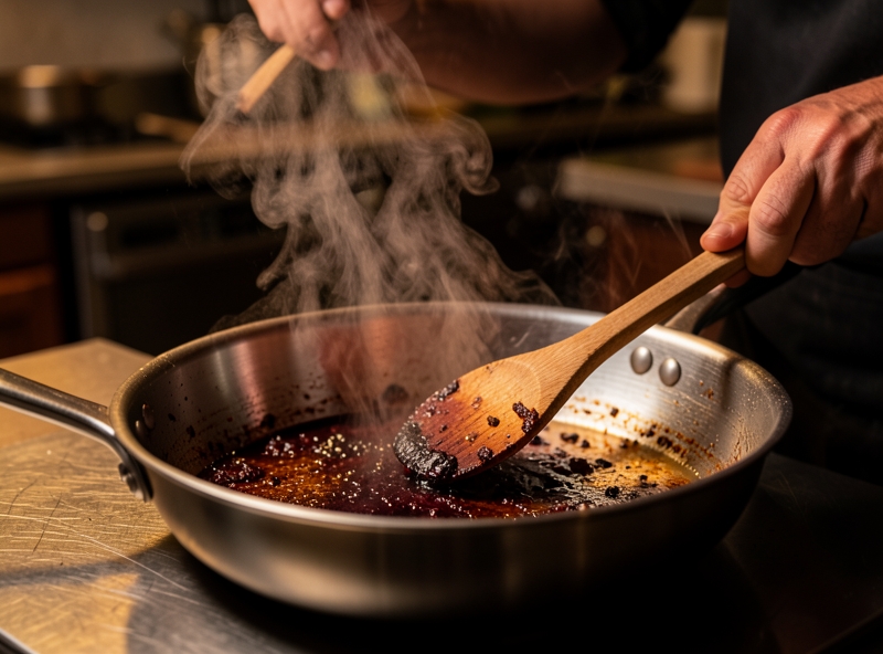 Kỹ thuật deglazing tận dụng phần fond trên chảo