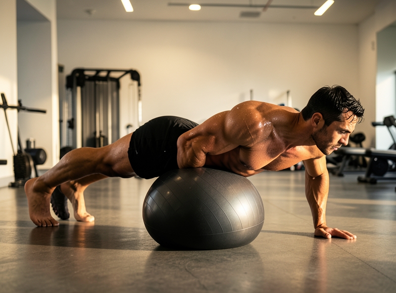 Tập plank trên bóng Stability Ball