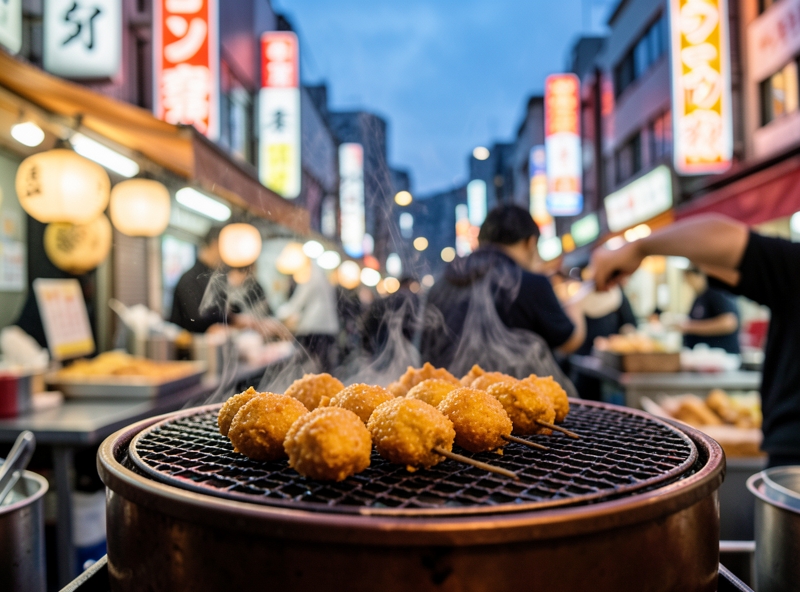 Cận cảnh chế biến Takoyaki tại Dotonbori