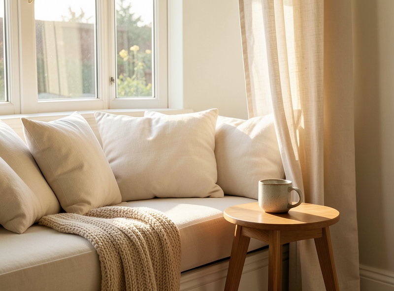 Góc đọc sách lý tưởng bên cửa sổ với ánh sáng tự nhiên