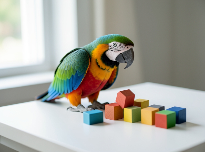 Intelligenter Papagei lernt, Formen zu unterscheiden